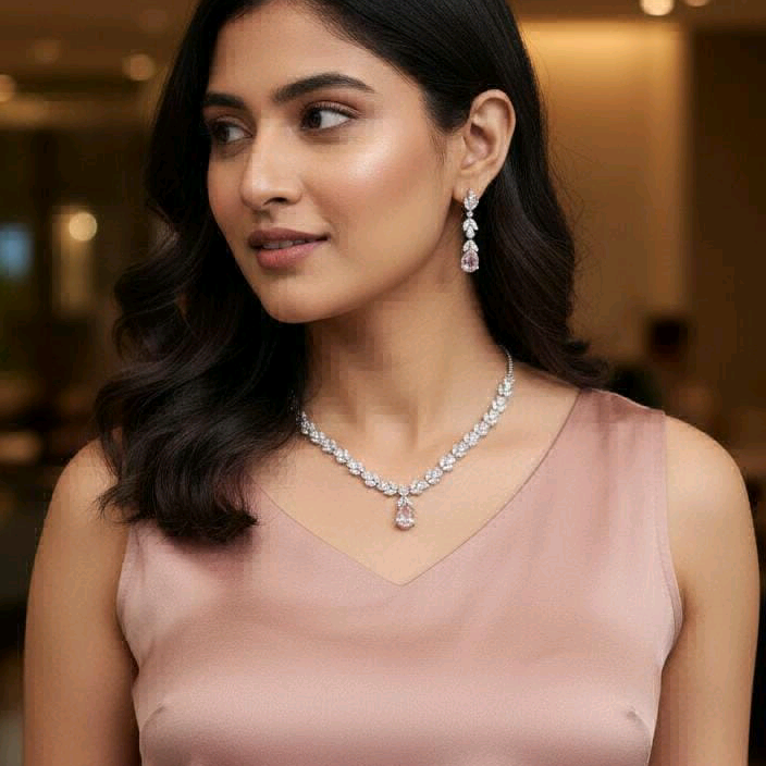 Swarovski Elements Pink Nacklace Set 